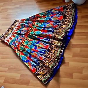 Digital printed lengha peacock
